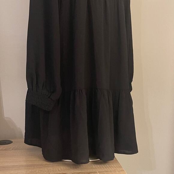 SHEIN Womens Black Long Sleeve Tiered Peasant Poet Dress | Size 6 - Picture 7 of 9